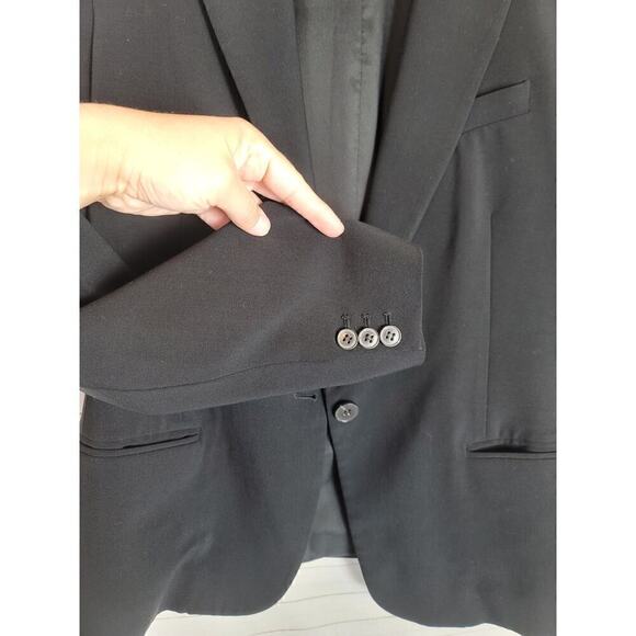 THEORY SINGLE BUTTON WOOL BLEND BLACK BLAZER, SZ 12 - Picture 4 of 12